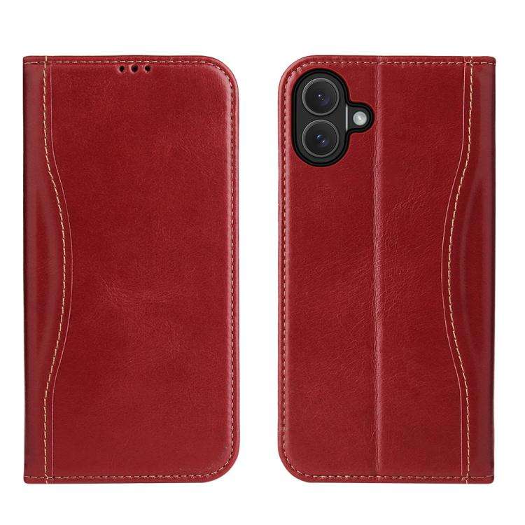 Fierre Shann Cowhide Leather Flip Leather Phone Case, For iPhone 18 Pro / 17 Pro, For iPhone 18 P...