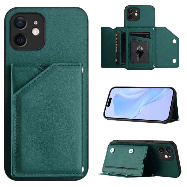 Skin Feel Four Card Slots Phone Case with Wrist Strap, For iPhone 12 mini, For iPhone 11 Pro Max,...