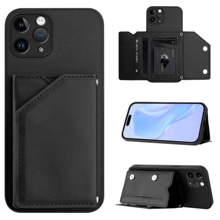 Skin Feel Four Card Slots Phone Case with Wrist Strap, For iPhone 12 mini, For iPhone 11 Pro Max,...