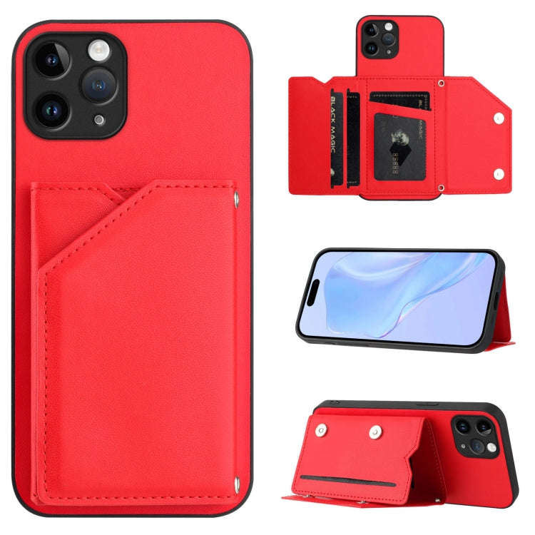 Skin Feel Four Card Slots Phone Case with Wrist Strap, For iPhone 12 mini, For iPhone 11 Pro Max,...