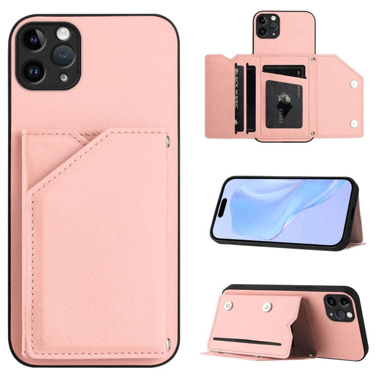 Skin Feel Four Card Slots Phone Case with Wrist Strap, For iPhone 12 mini, For iPhone 11 Pro Max,...