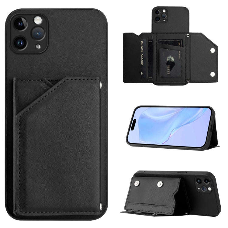 Skin Feel Four Card Slots Phone Case with Wrist Strap, For iPhone 12 mini, For iPhone 11 Pro Max,...