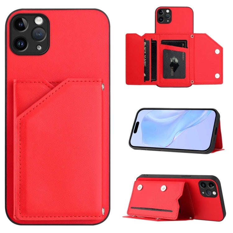 Skin Feel Four Card Slots Phone Case with Wrist Strap, For iPhone 12 mini, For iPhone 11 Pro Max,...
