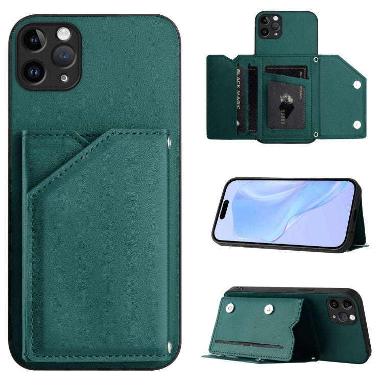 Skin Feel Four Card Slots Phone Case with Wrist Strap, For iPhone 12 mini, For iPhone 11 Pro Max,...