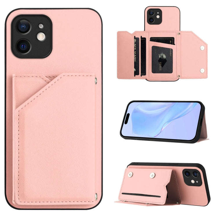 Skin Feel Four Card Slots Phone Case with Wrist Strap, For iPhone 12 mini, For iPhone 11 Pro Max,...