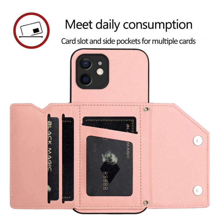 Skin Feel Four Card Slots Phone Case with Wrist Strap, For iPhone 12 mini, For iPhone 11 Pro Max,...