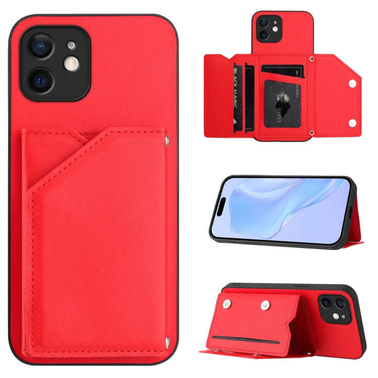 Skin Feel Four Card Slots Phone Case with Wrist Strap, For iPhone 12 mini, For iPhone 11 Pro Max,...