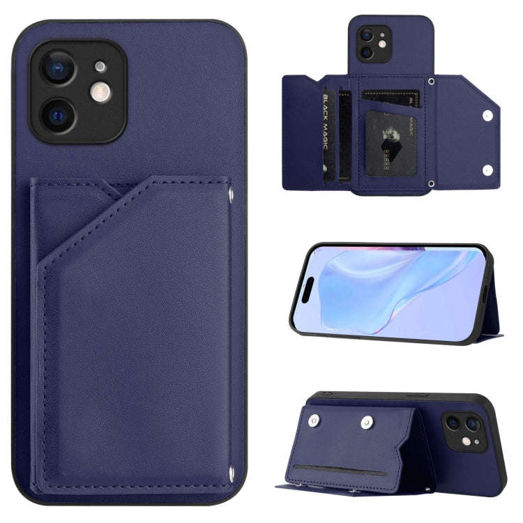 Skin Feel Four Card Slots Phone Case with Wrist Strap, For iPhone 12 mini, For iPhone 11 Pro Max,...