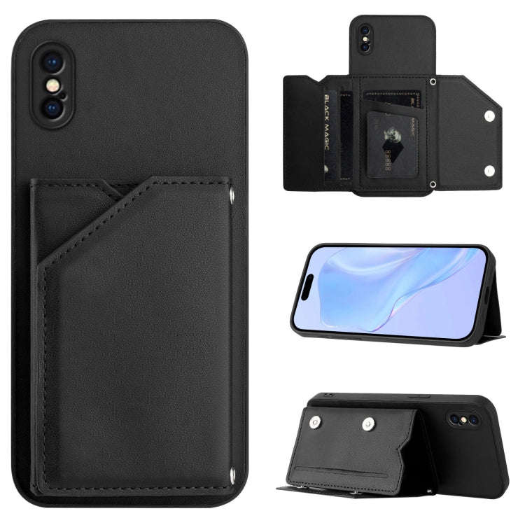Skin Feel Four Card Slots Phone Case with Wrist Strap, For iPhone 12 mini, For iPhone 11 Pro Max,...