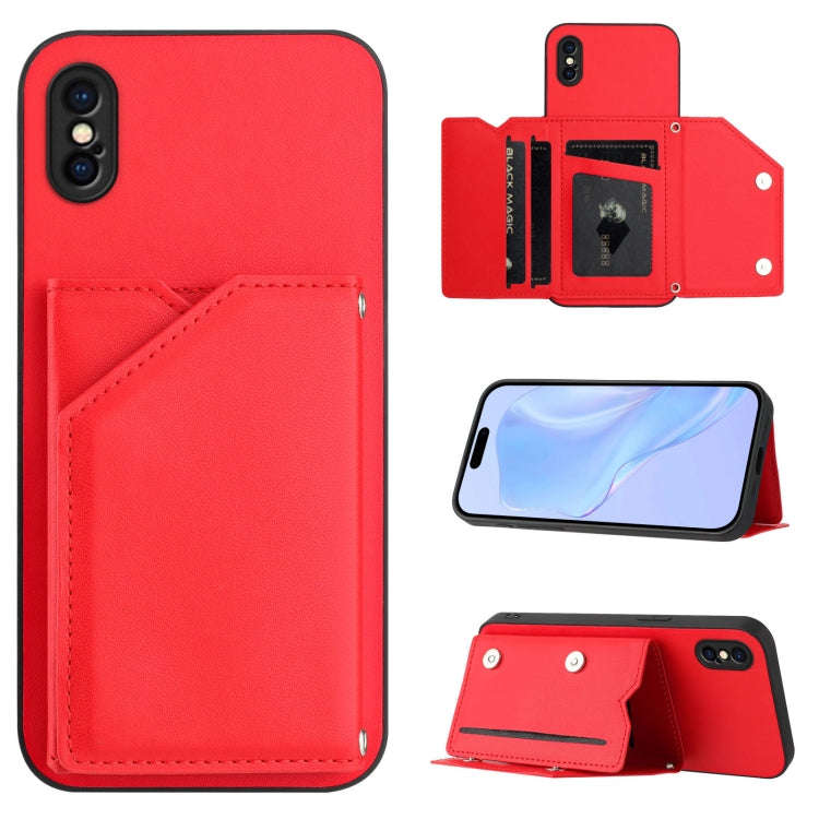 Skin Feel Four Card Slots Phone Case with Wrist Strap, For iPhone 12 mini, For iPhone 11 Pro Max,...