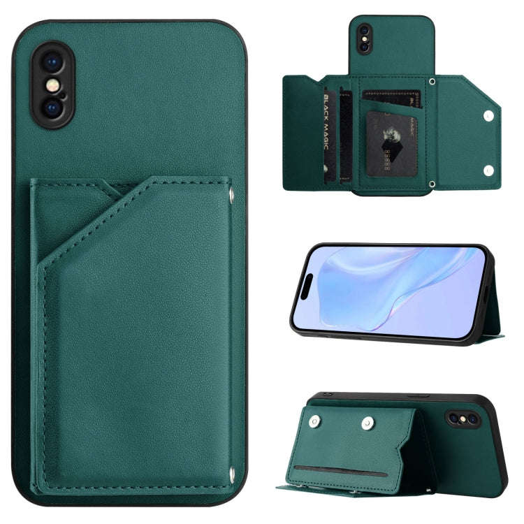 Skin Feel Four Card Slots Phone Case with Wrist Strap, For iPhone 12 mini, For iPhone 11 Pro Max,...
