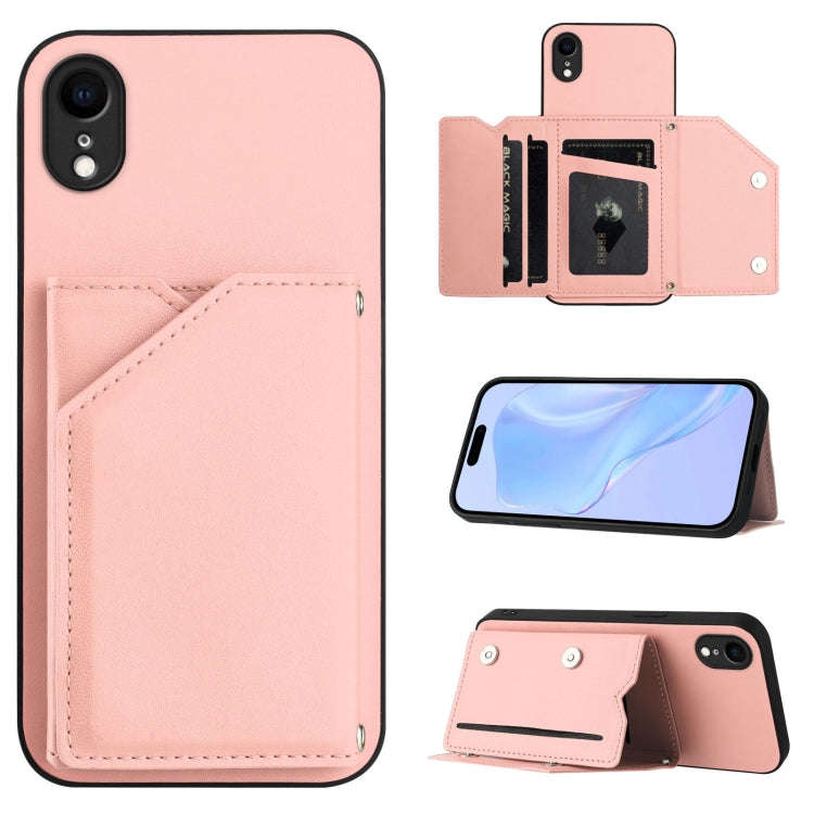 Skin Feel Four Card Slots Phone Case with Wrist Strap, For iPhone 12 mini, For iPhone 11 Pro Max,...