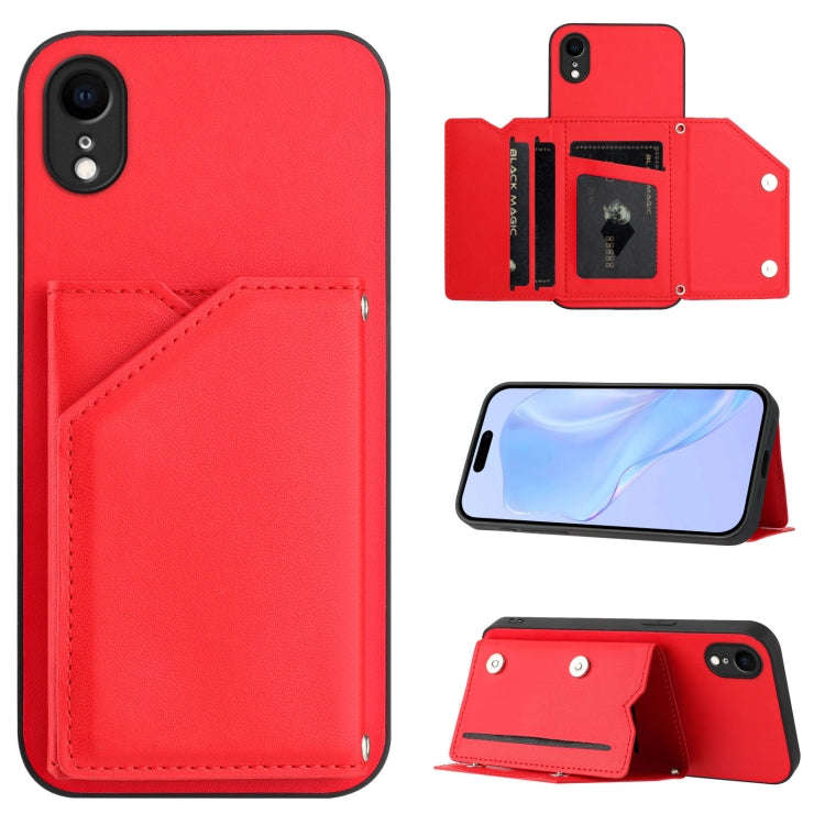 Skin Feel Four Card Slots Phone Case with Wrist Strap, For iPhone 12 mini, For iPhone 11 Pro Max,...