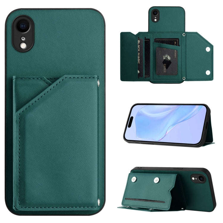 Skin Feel Four Card Slots Phone Case with Wrist Strap, For iPhone 12 mini, For iPhone 11 Pro Max,...