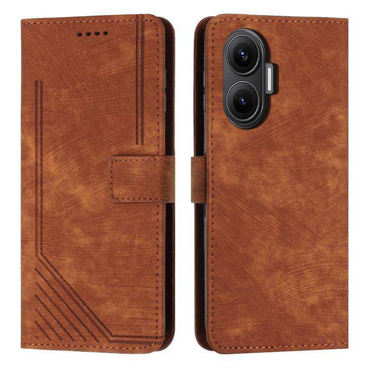 Skin Feel Stripe Pattern Leather Phone Case with Lanyard, For Xiaomi 17 Ultra, For Xiaomi 17 Pro ...