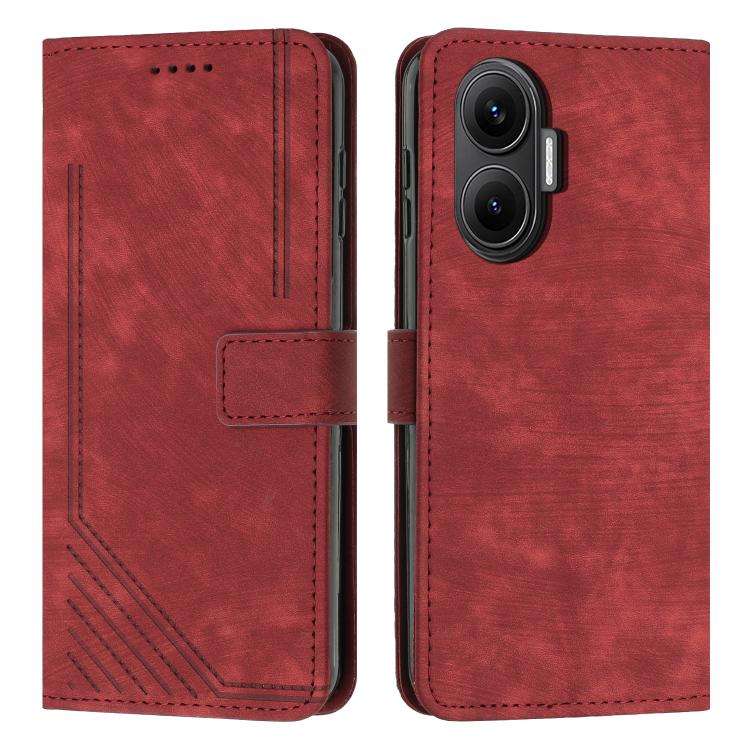 Skin Feel Stripe Pattern Leather Phone Case with Lanyard, For Xiaomi 17 Ultra, For Xiaomi 17 Pro ...
