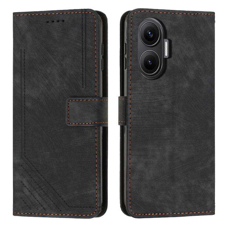 Skin Feel Stripe Pattern Leather Phone Case with Lanyard, For Xiaomi 17 Ultra, For Xiaomi 17 Pro ...