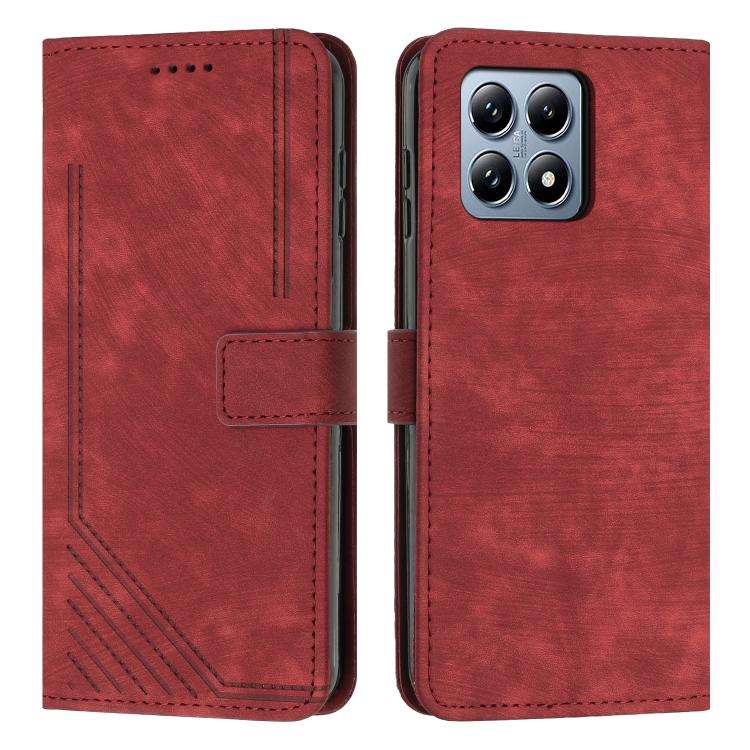 Skin Feel Stripe Pattern Leather Phone Case with Lanyard, For Xiaomi 17 Ultra, For Xiaomi 17 Pro ...