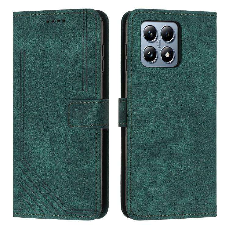 Skin Feel Stripe Pattern Leather Phone Case with Lanyard, For Xiaomi 17 Ultra, For Xiaomi 17 Pro ...