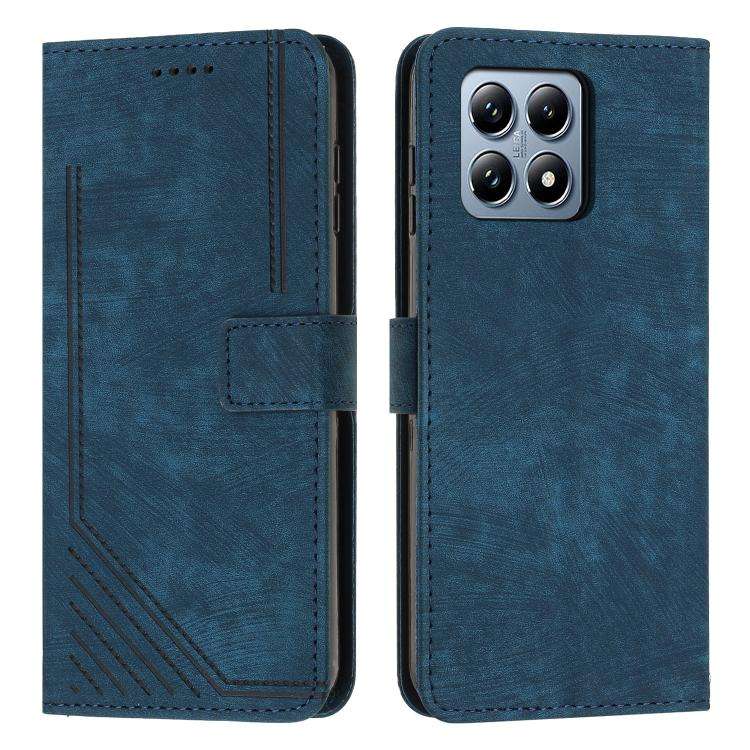 Skin Feel Stripe Pattern Leather Phone Case with Lanyard, For Xiaomi 17 Ultra, For Xiaomi 17 Pro ...