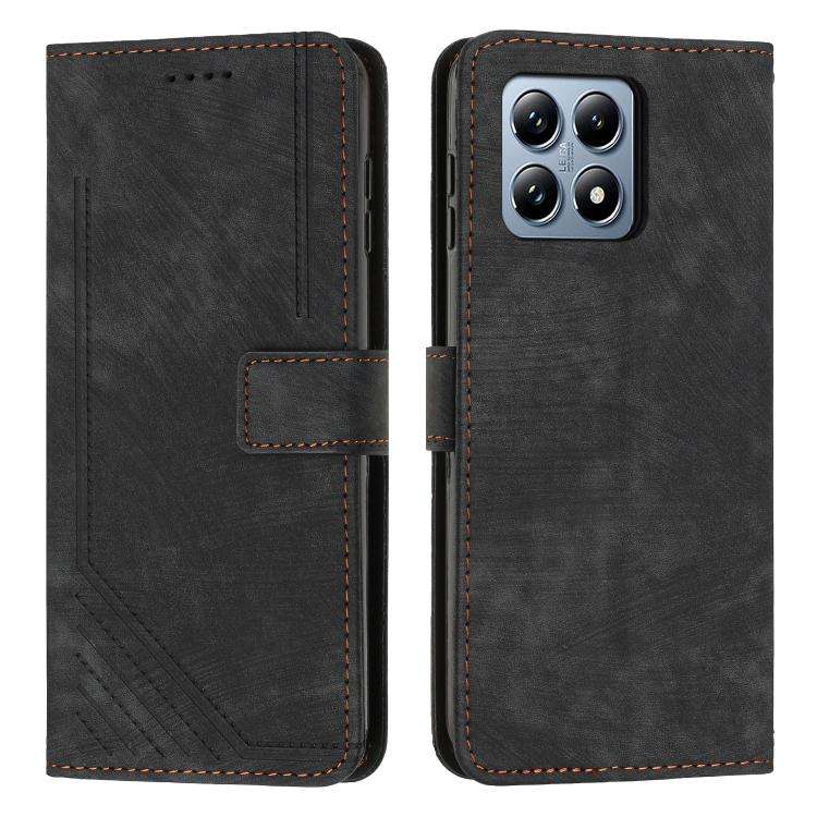 Skin Feel Stripe Pattern Leather Phone Case with Lanyard, For Xiaomi 17 Ultra, For Xiaomi 17 Pro ...