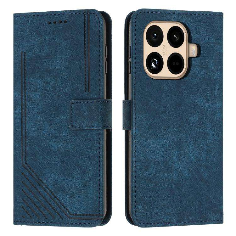 Skin Feel Stripe Pattern Leather Phone Case with Lanyard, For Xiaomi 17 Ultra, For Xiaomi 17 Pro ...