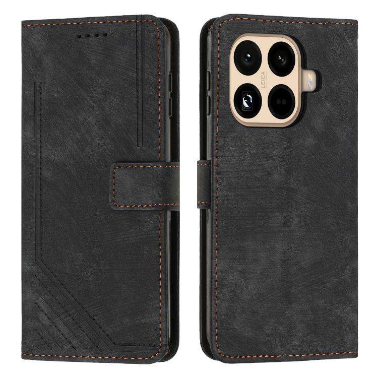 Skin Feel Stripe Pattern Leather Phone Case with Lanyard, For Xiaomi 17 Ultra, For Xiaomi 17 Pro ...