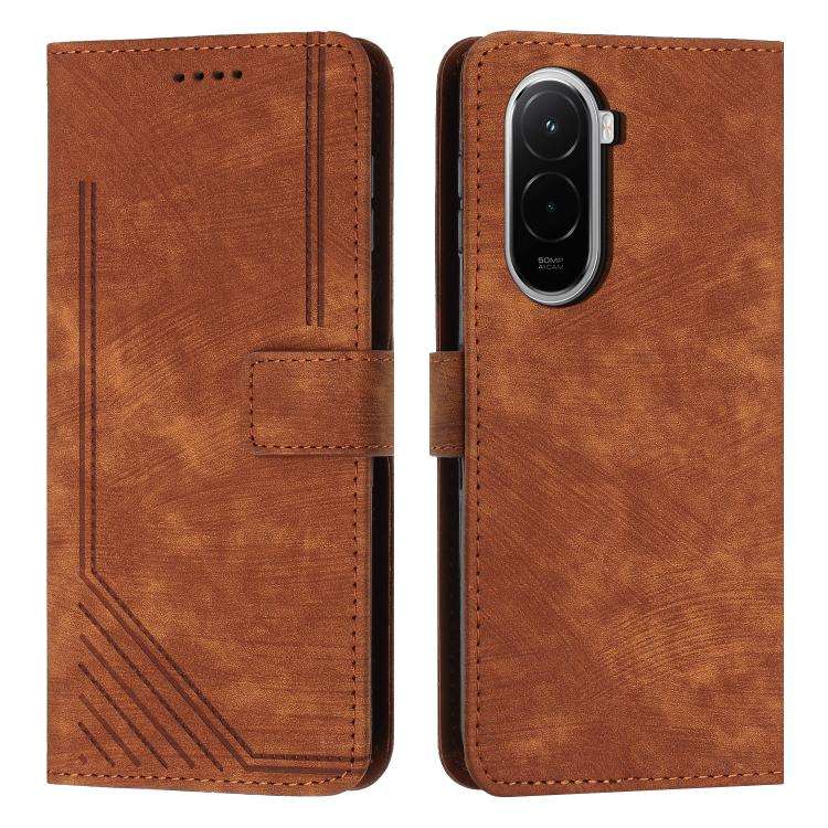 Skin Feel Stripe Pattern Leather Phone Case with Lanyard, For Xiaomi 17 Ultra, For Xiaomi 17 Pro ...
