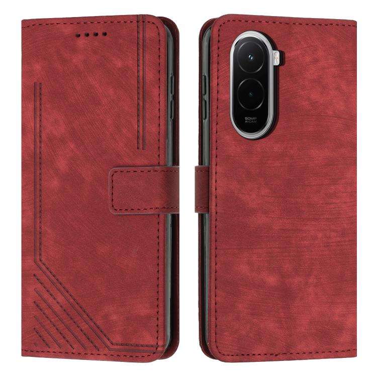 Skin Feel Stripe Pattern Leather Phone Case with Lanyard, For Xiaomi 17 Ultra, For Xiaomi 17 Pro ...