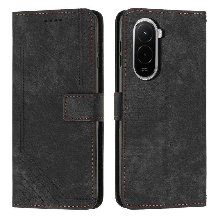 Skin Feel Stripe Pattern Leather Phone Case with Lanyard, For Xiaomi 17 Ultra, For Xiaomi 17 Pro ...