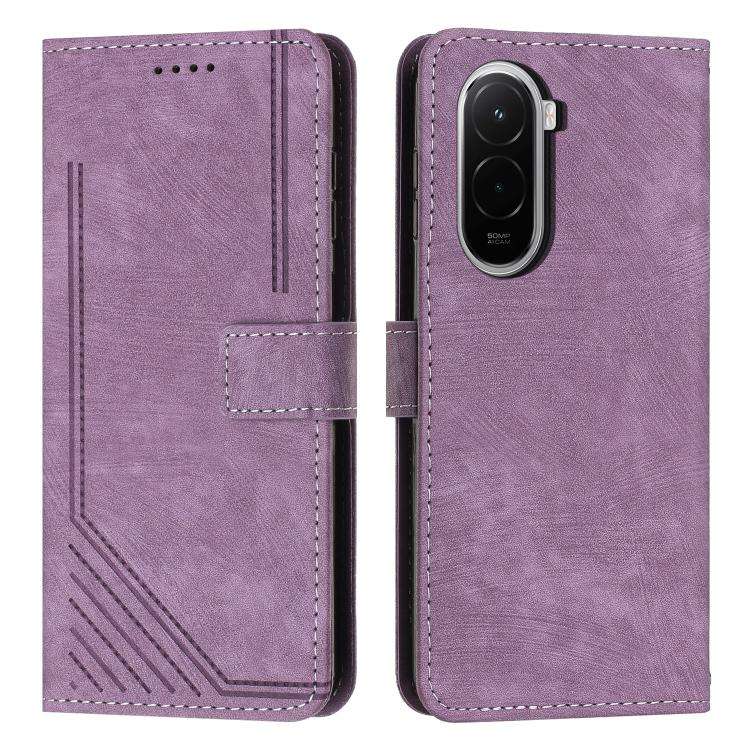 Skin Feel Stripe Pattern Leather Phone Case with Lanyard, For Xiaomi 17 Ultra, For Xiaomi 17 Pro ...