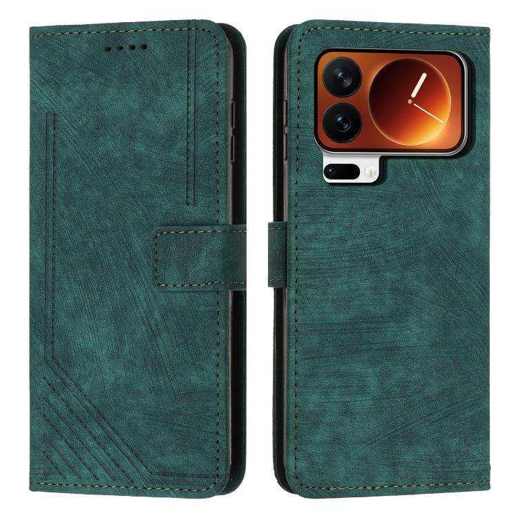 Skin Feel Stripe Pattern Leather Phone Case with Lanyard, For Xiaomi 17 Ultra, For Xiaomi 17 Pro ...