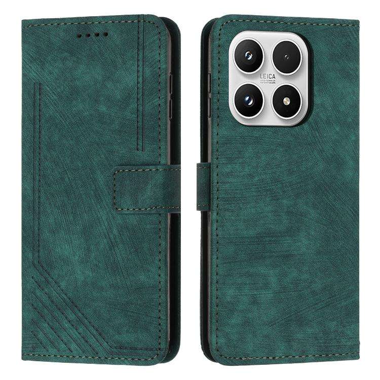 Skin Feel Stripe Pattern Leather Phone Case with Lanyard, For Xiaomi 17 Ultra, For Xiaomi 17 Pro ...