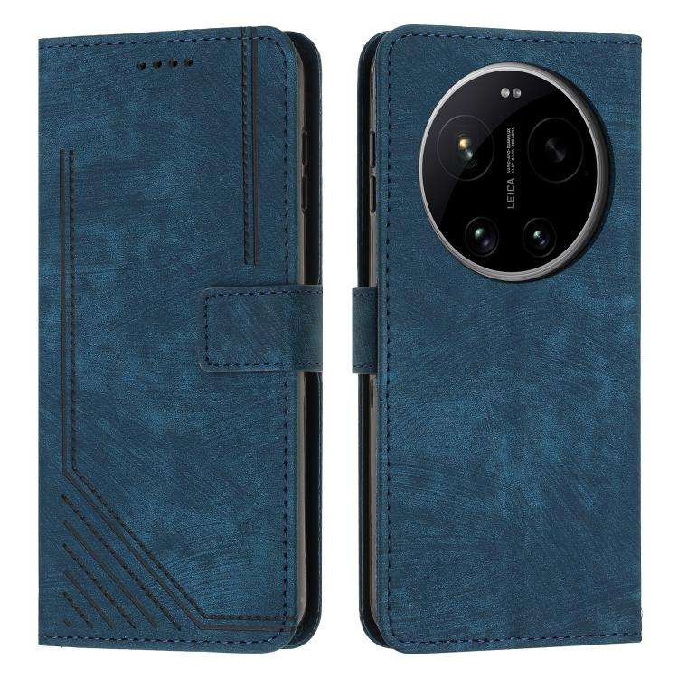 Skin Feel Stripe Pattern Leather Phone Case with Lanyard, For Xiaomi 17 Ultra, For Xiaomi 17 Pro ...