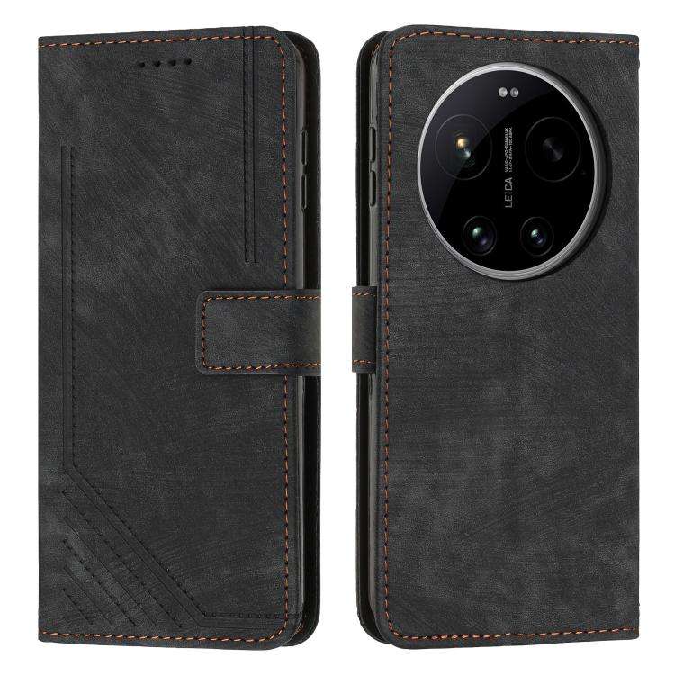 Skin Feel Stripe Pattern Leather Phone Case with Lanyard, For Xiaomi 17 Ultra, For Xiaomi 17 Pro ...