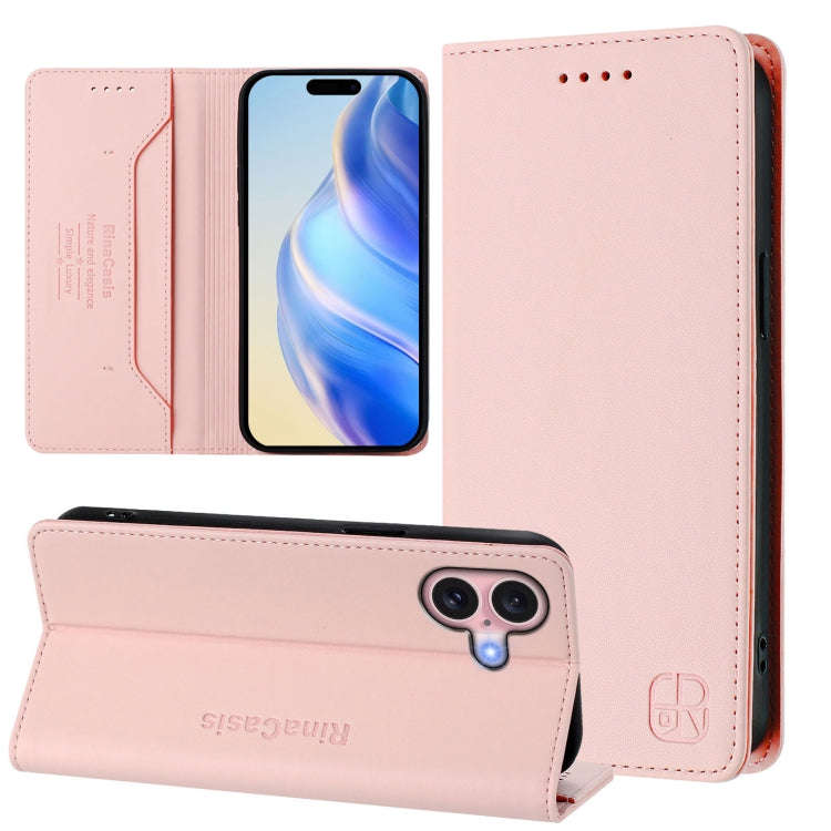 RC01 Dual-Folded Magnetic Suction RFID Leather Phone Case, For iPhone 16 Pro, For iPhone 16 Plus,...