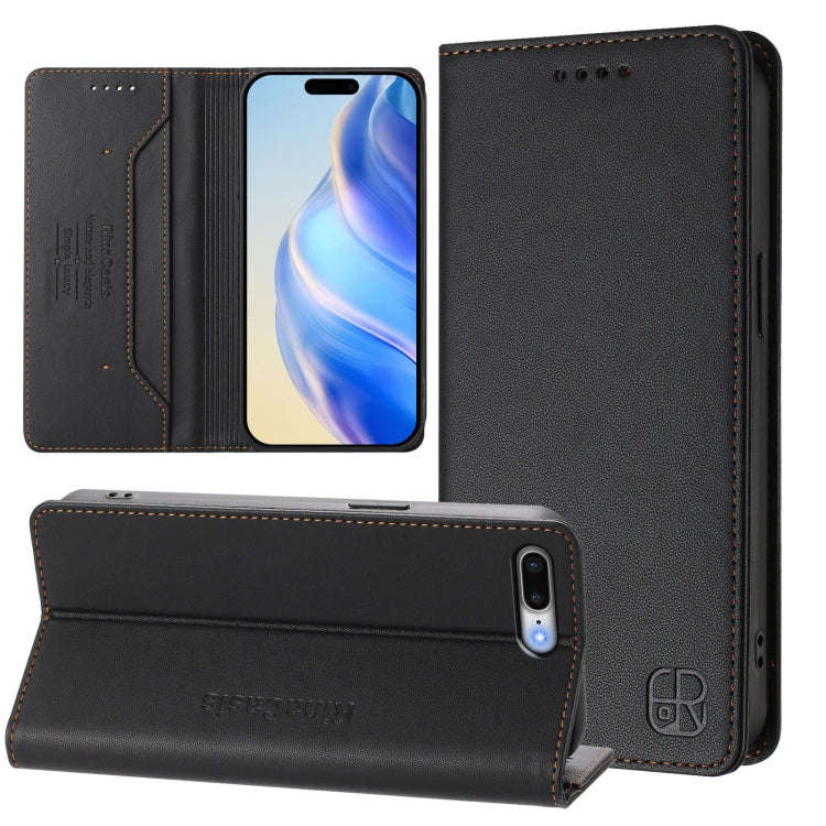 RC01 Dual-Folded Magnetic Suction RFID Leather Phone Case, For iPhone 7 Plus / 8 Plus
