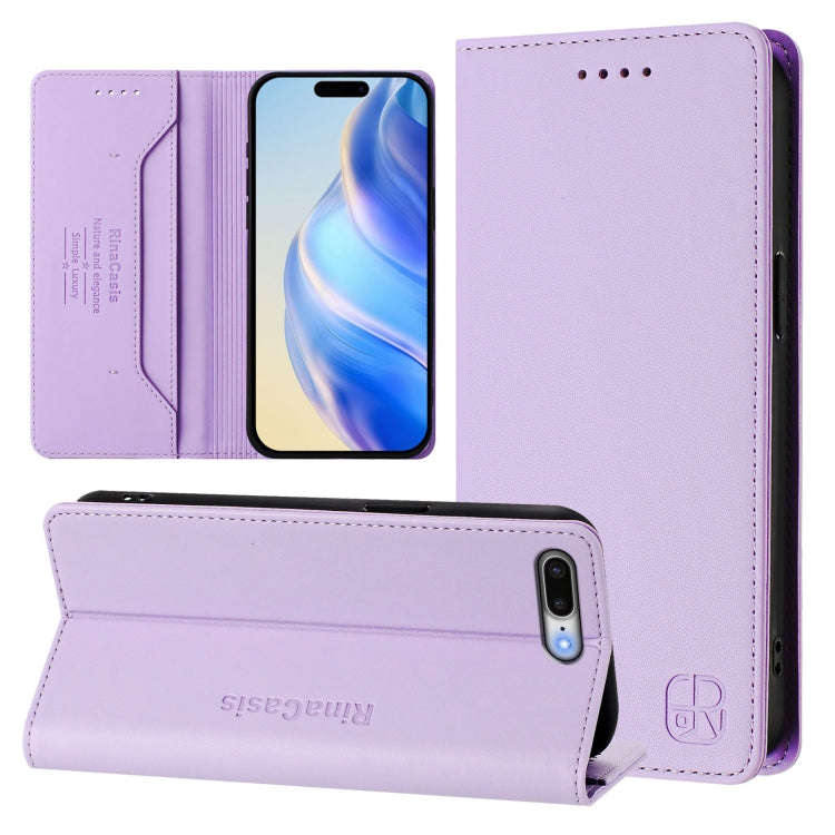 RC01 Dual-Folded Magnetic Suction RFID Leather Phone Case, For iPhone 7 Plus / 8 Plus
