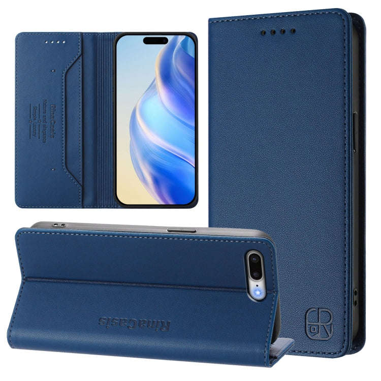 RC01 Dual-Folded Magnetic Suction RFID Leather Phone Case, For iPhone 7 Plus / 8 Plus