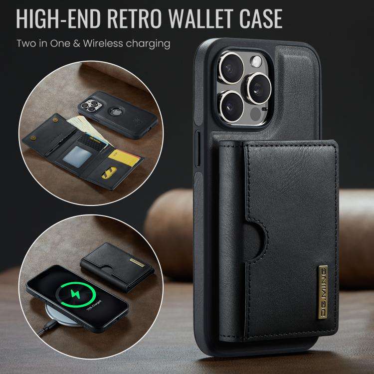 DG.MING M6 Series RFID Tri-fold Card Bag Removable Leather Phone Case, For iPhone 15 Pro Max, For...