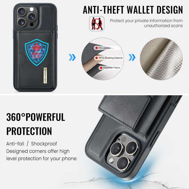 DG.MING M6 Series RFID Tri-fold Card Bag Removable Leather Phone Case, For iPhone 15 Pro Max, For...