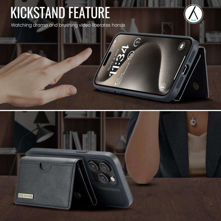 DG.MING M6 Series RFID Tri-fold Card Bag Removable Leather Phone Case, For iPhone 15 Pro Max, For...