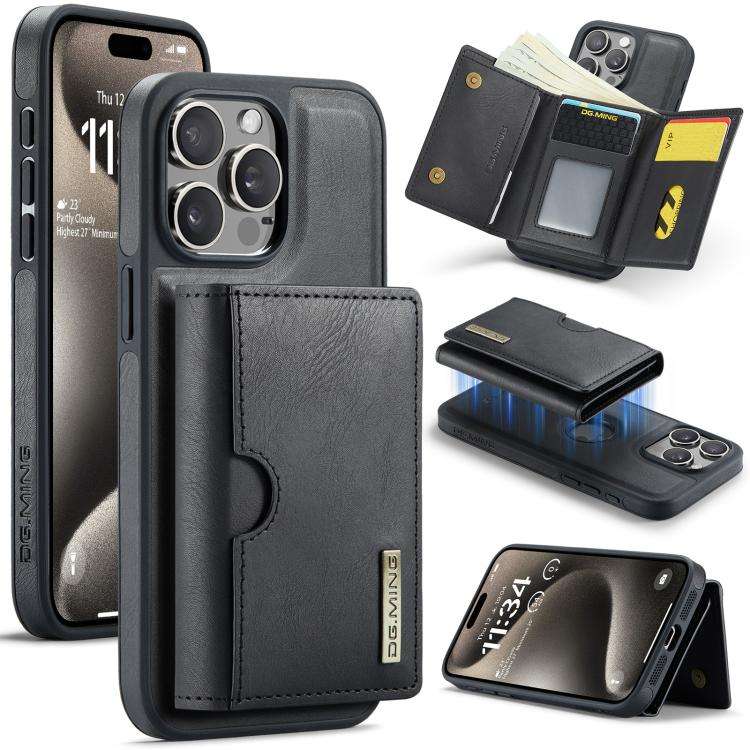 DG.MING M6 Series RFID Tri-fold Card Bag Removable Leather Phone Case, For iPhone 15 Pro Max, For...