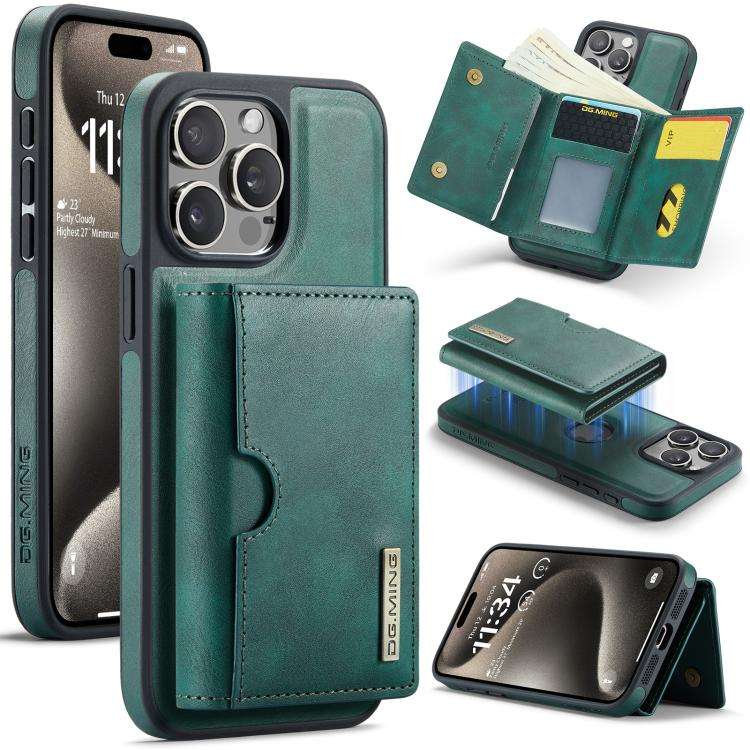 DG.MING M6 Series RFID Tri-fold Card Bag Removable Leather Phone Case, For iPhone 15 Pro Max, For...