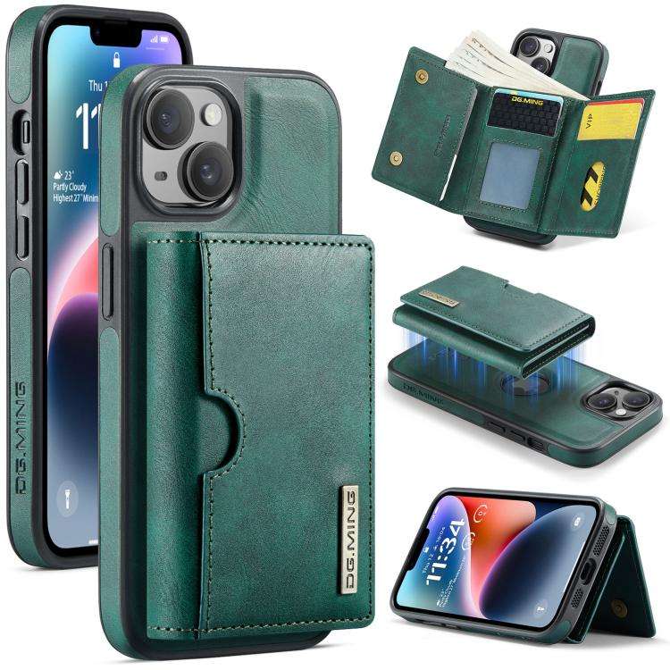 DG.MING M6 Series RFID Tri-fold Card Bag Removable Leather Phone Case, For iPhone 15 Pro Max, For...