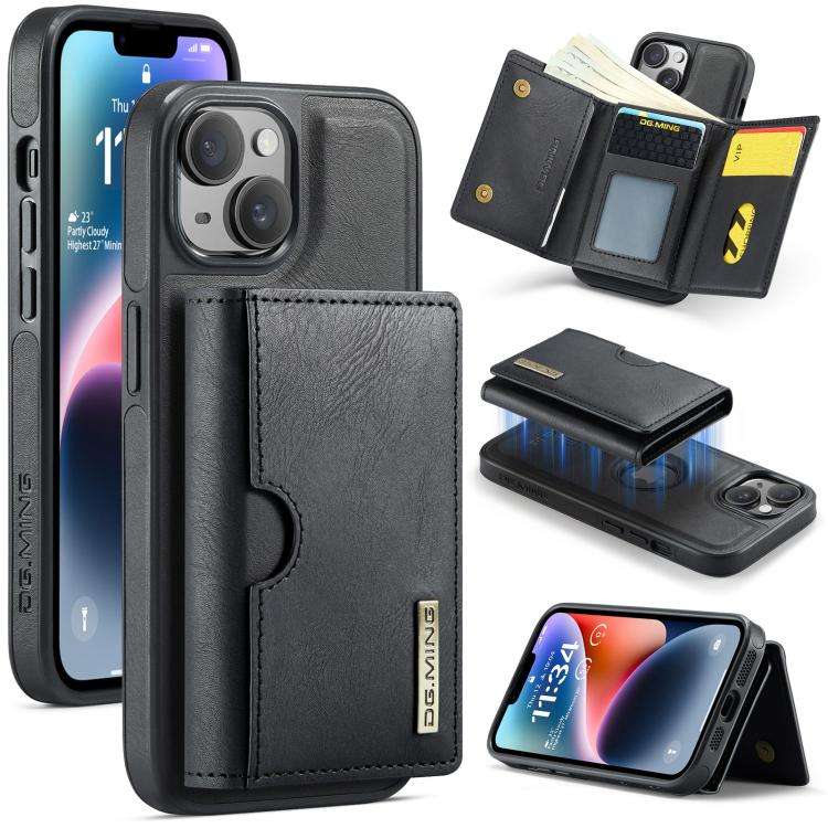 DG.MING M6 Series RFID Tri-fold Card Bag Removable Leather Phone Case, For iPhone 15 Pro Max, For...