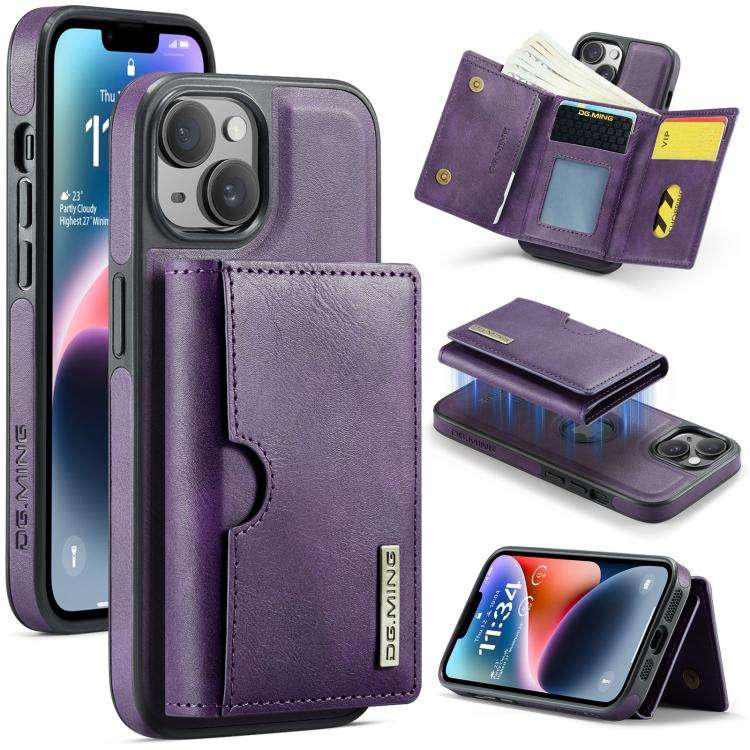 DG.MING M6 Series RFID Tri-fold Card Bag Removable Leather Phone Case, For iPhone 15 Pro Max, For...