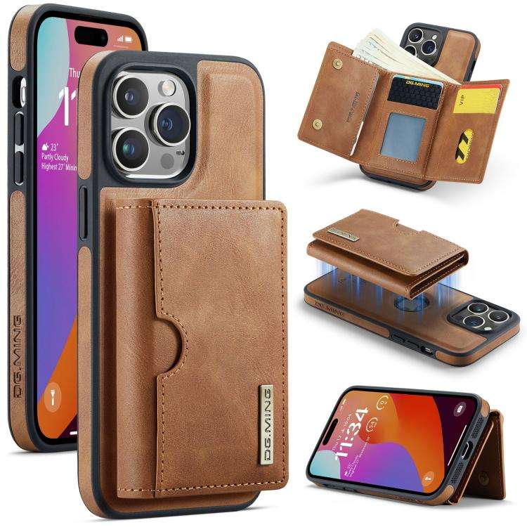 DG.MING M6 Series RFID Tri-fold Card Bag Removable Leather Phone Case, For iPhone 15 Pro Max, For...