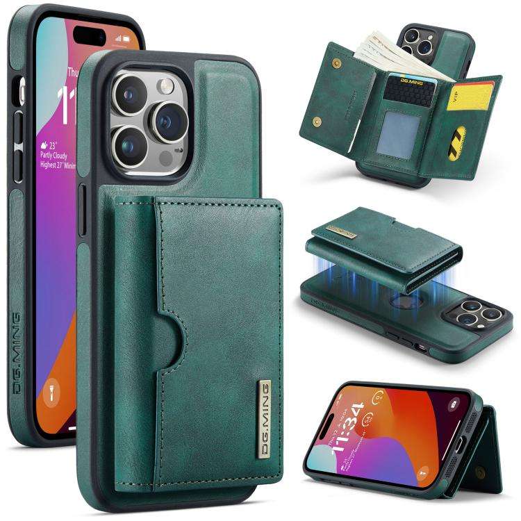 DG.MING M6 Series RFID Tri-fold Card Bag Removable Leather Phone Case, For iPhone 15 Pro Max, For...