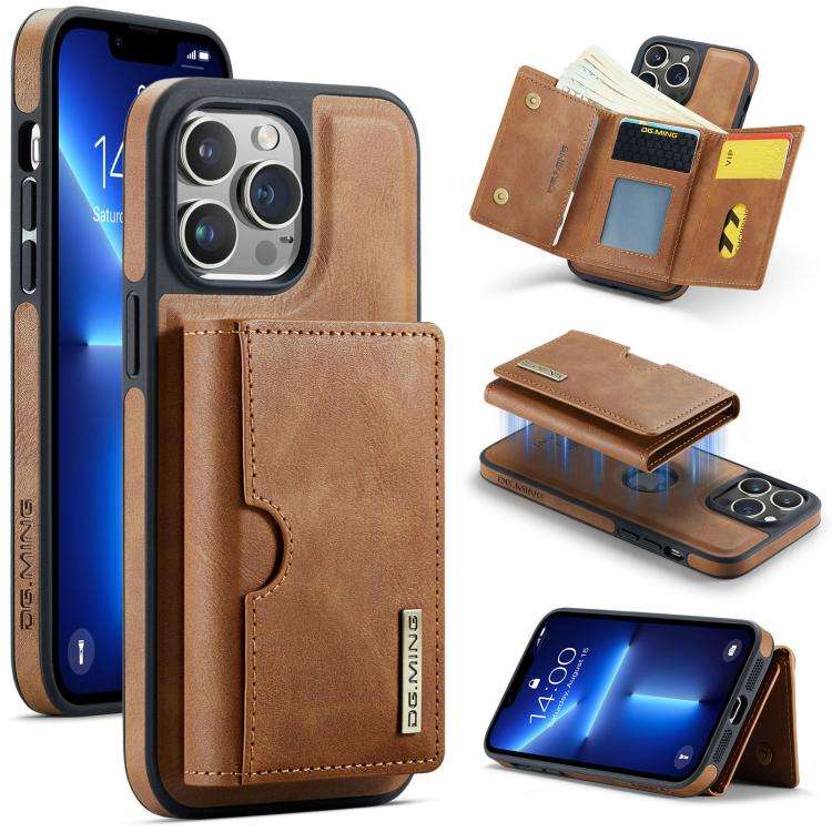 DG.MING M6 Series RFID Tri-fold Card Bag Removable Leather Phone Case, For iPhone 15 Pro Max, For...